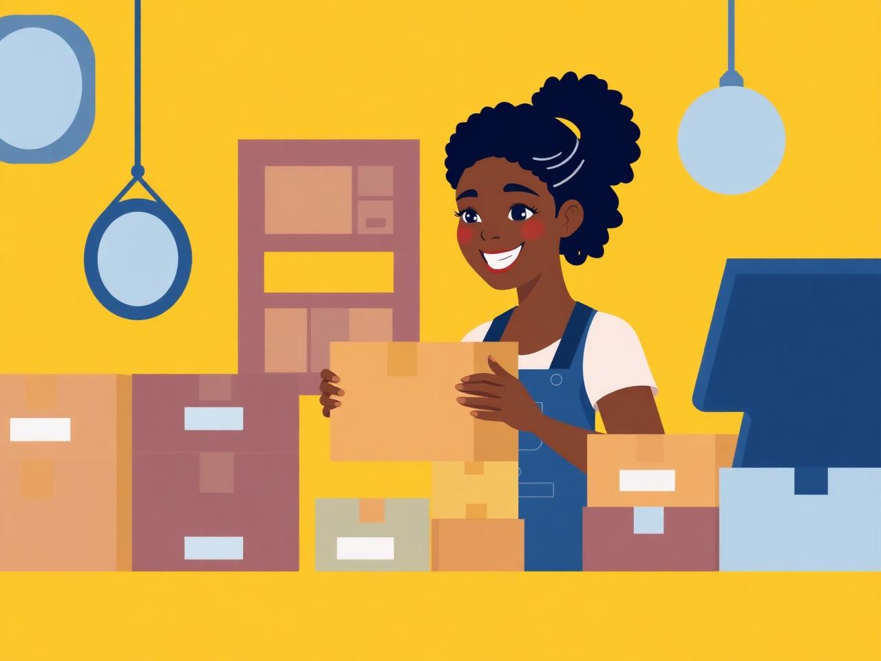 Merchant packing an order